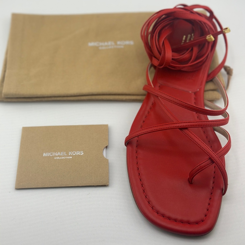 NWT + Box Michael Kors Jade Runway Sandals (Red) - Picture 4 of 6